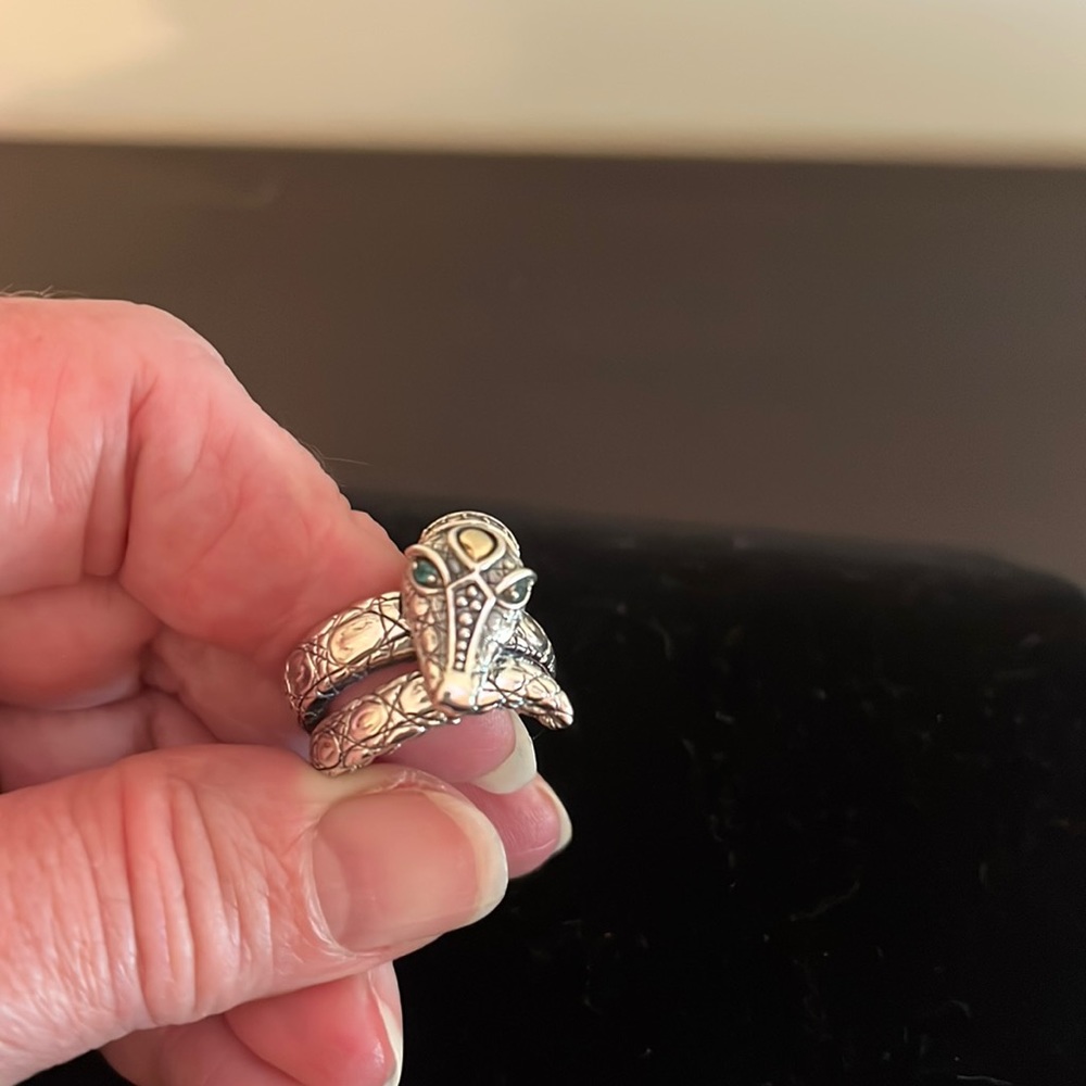 JAI Sterling silver-14k accent gemstone croco ring